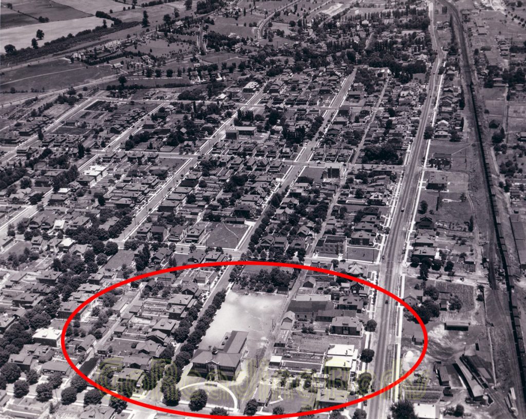 Aerial View of West Lawn Elementary School, 1932.