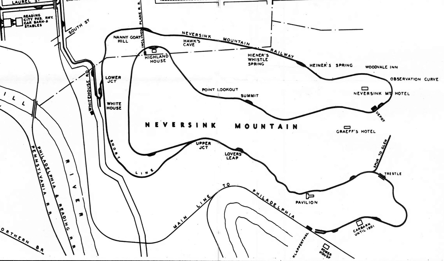 Neversink Mountain Railway Map 