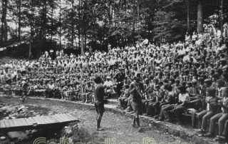 Scouts gather at the Campfire Circle at Camp Shikellamy