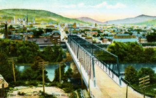 Penn Street old iron truss bridge looking east