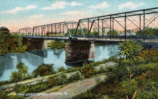 Penn Street old iron truss bridge looking southeast