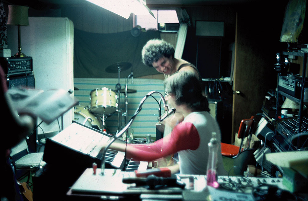 Paul Clemens & Rick Manwiller in Rick's basement 1977